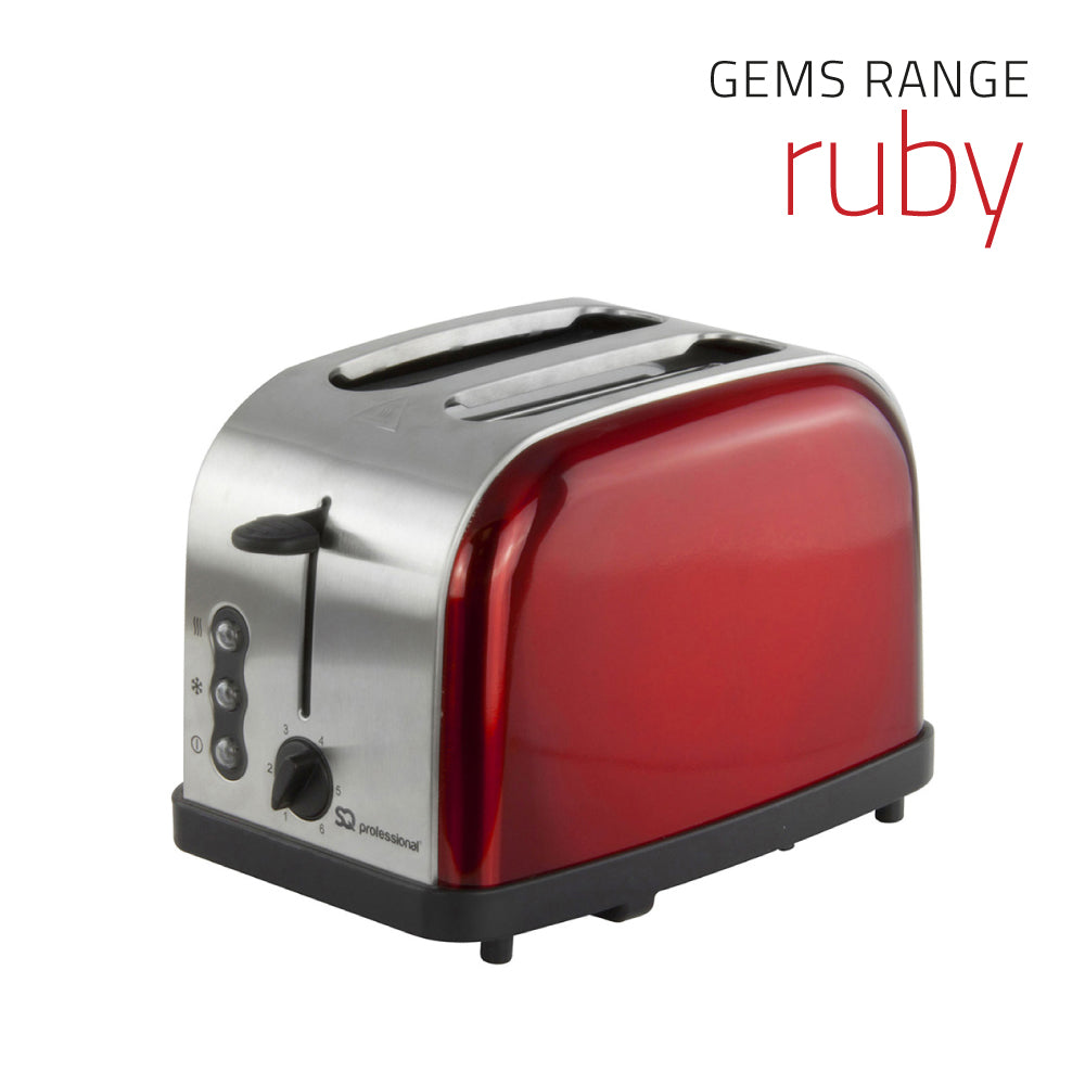 SQ Professional Gems Legacy 2 Slice Toaster 900W in Ruby Red