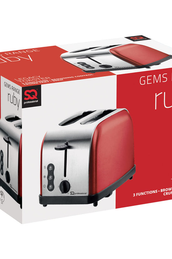 SQ Professional Gems Legacy 2 Slice Toaster 900W in Ruby Red
