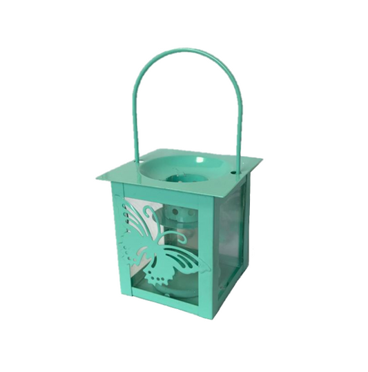 Elegant Metal Glass Garden Lantern with Butterfly Design 65 x 7 cm