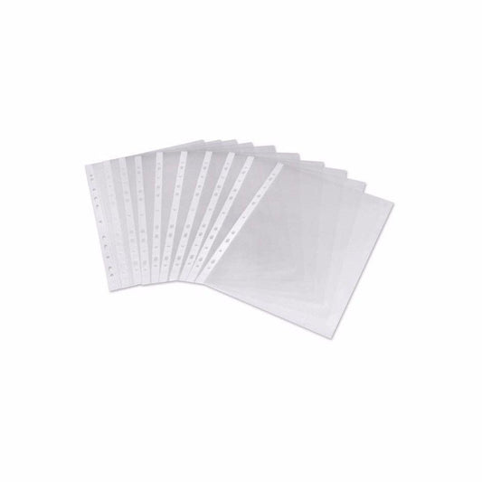 20 A4 Clear Plastic Punched Pockets Folders Pack Organize Documents