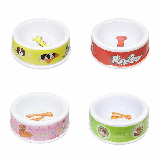 Durable Plastic Pet Dog Bowl Assorted Designs and Colours