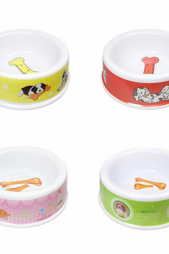 Durable Plastic Pet Dog Bowl with Assorted Designs and Colours