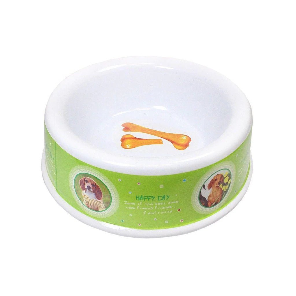 Durable Plastic Pet Dog Bowl with Assorted Designs and Colours