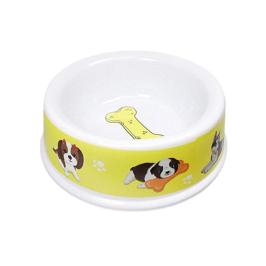 Durable Plastic Pet Dog Bowl with Assorted Designs and Colours