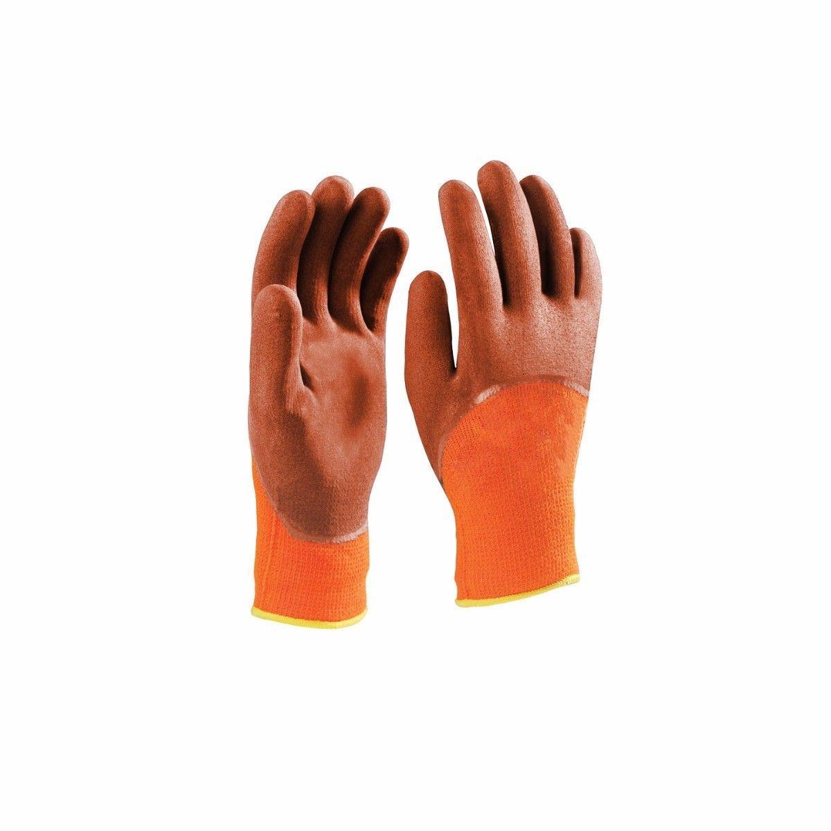 Brown Orange Working Gloves Pair Universal Fit for Safety