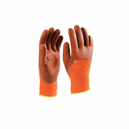 Brown Orange Working Gloves Pair Universal Fit for Safety
