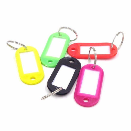 5Piece Assorted Color Plastic Key Ring Tags Set