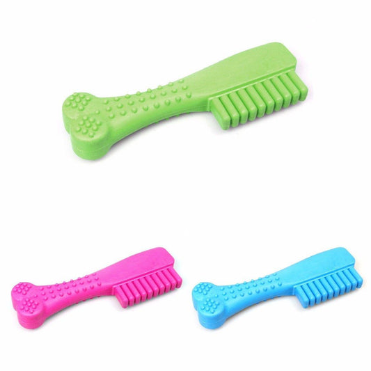 Pet Dog Comb Rubber Chew Toy Dental Health Fun