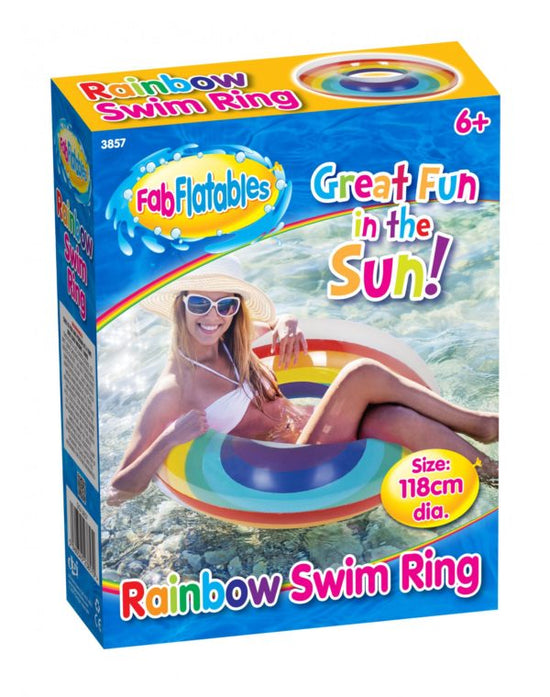Colorful Inflatable Rainbow Pool Ring Fun Summer Essential
