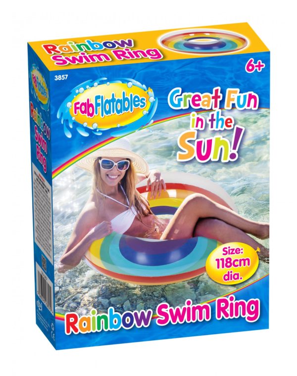 Colorful Inflatable Rainbow Pool Ring Fun Summer Essential