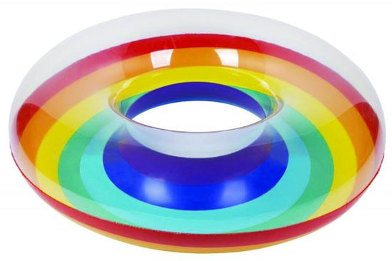 Colorful Inflatable Rainbow Pool Ring Fun Summer Essential