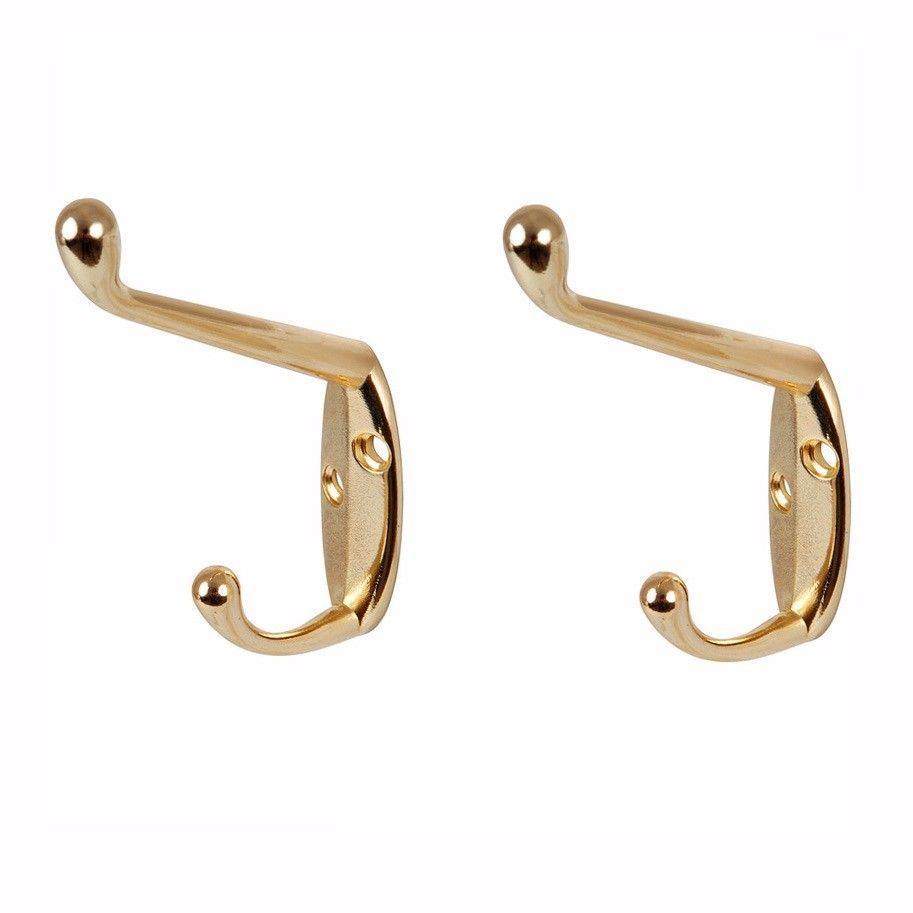 Durable Brass Hat and Coat Hooks Value Pack Pack of 2