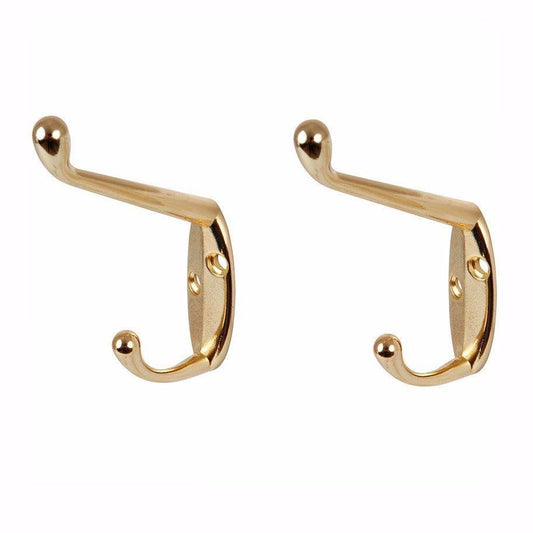 Durable Brass Hat and Coat Hooks Value Pack Pack of 2