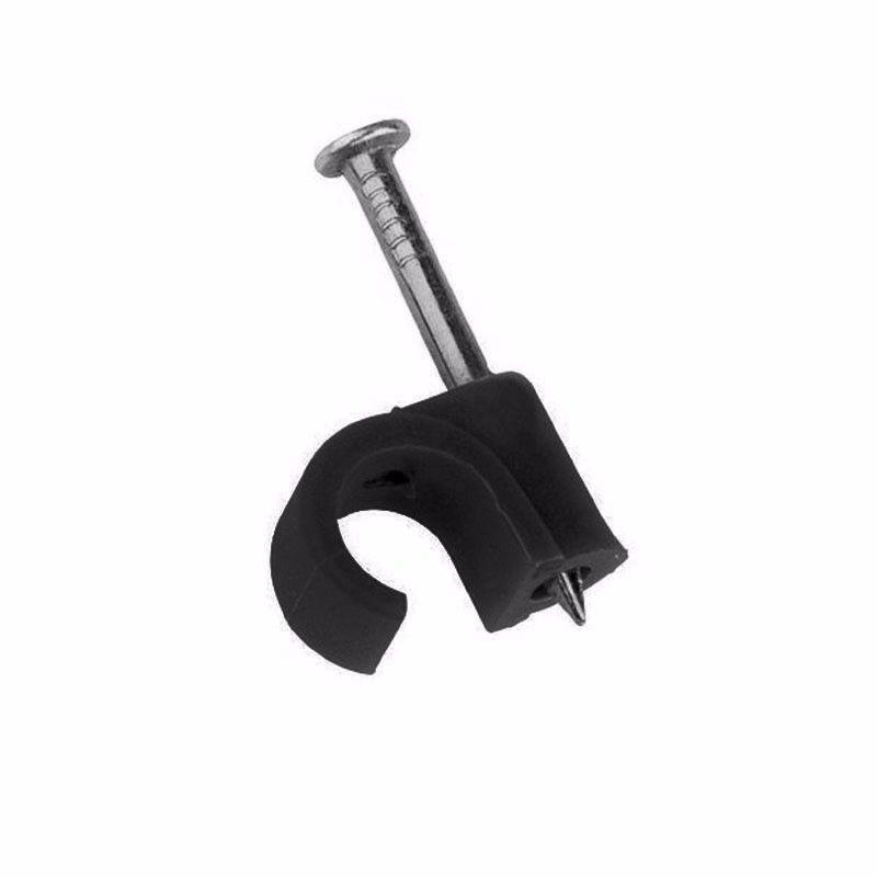 7mm Round Black Cable Clips Pack of 40 Cable Management Solution