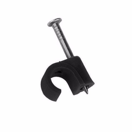 7mm Round Black Cable Clips Pack of 40 Cable Management Solution