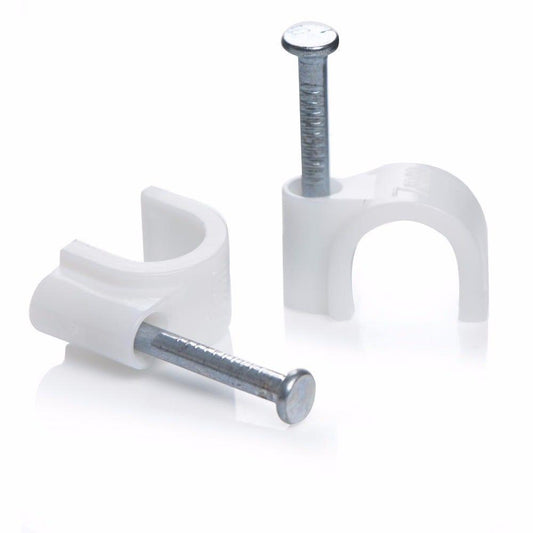 Round White Cable Clips Value Pack 8mm 35 Pack