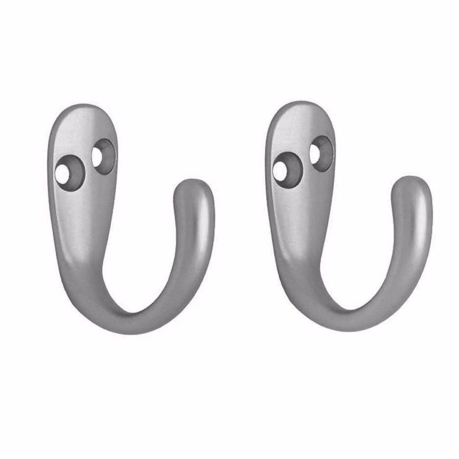 Modern Chromed Robe Hooks Value Pack Set of 2 with Screws
