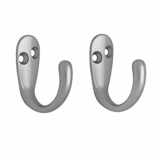 Modern Chromed Robe Hooks Value Pack Set of 2 with Screws