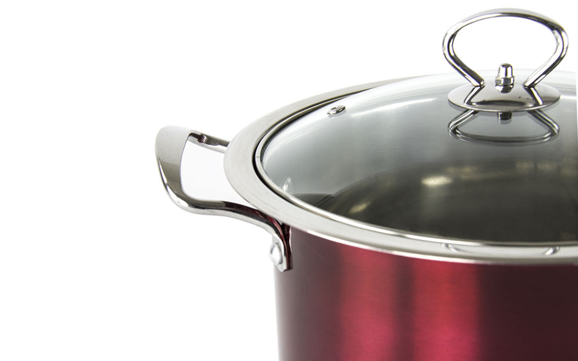 SQ Professional Gems Metallic Stockpot Set Ruby Red Set of 3