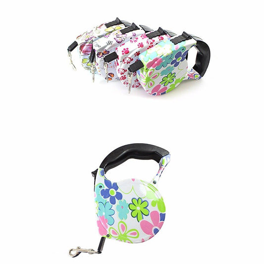 Adjustable Retractable Dog Lead with Comfortable Grip Assorted Designs