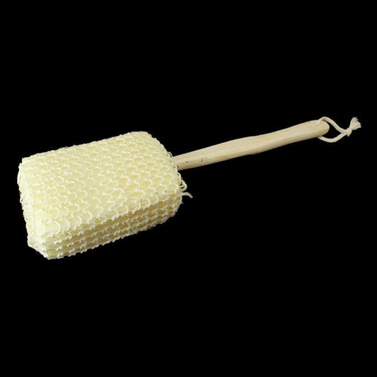 Exfoliating Bath Shower Scrubbing Sponge with Wooden Handle