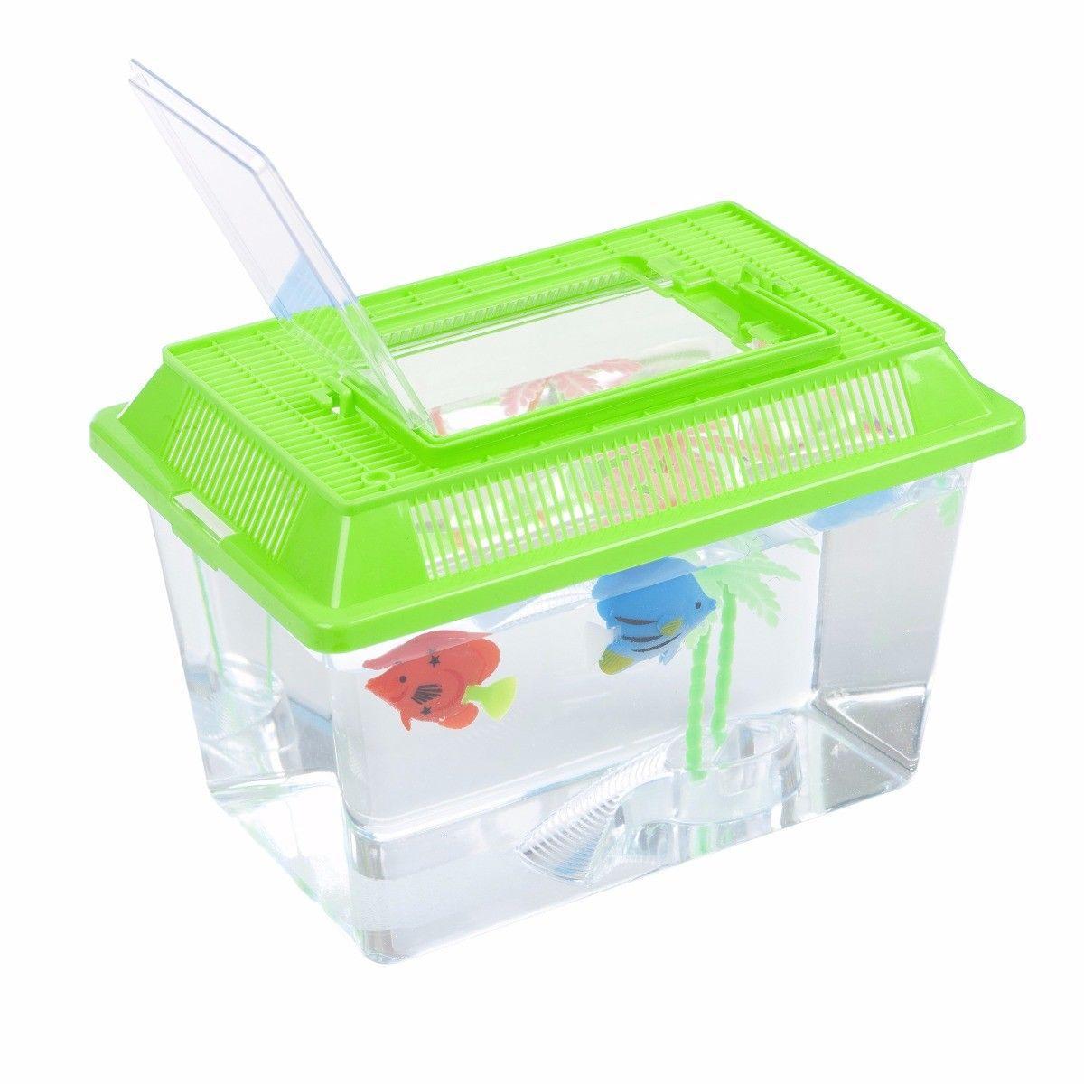 Medium Plastic Goldfish Aquarium Tank with Carry Handle and Lid