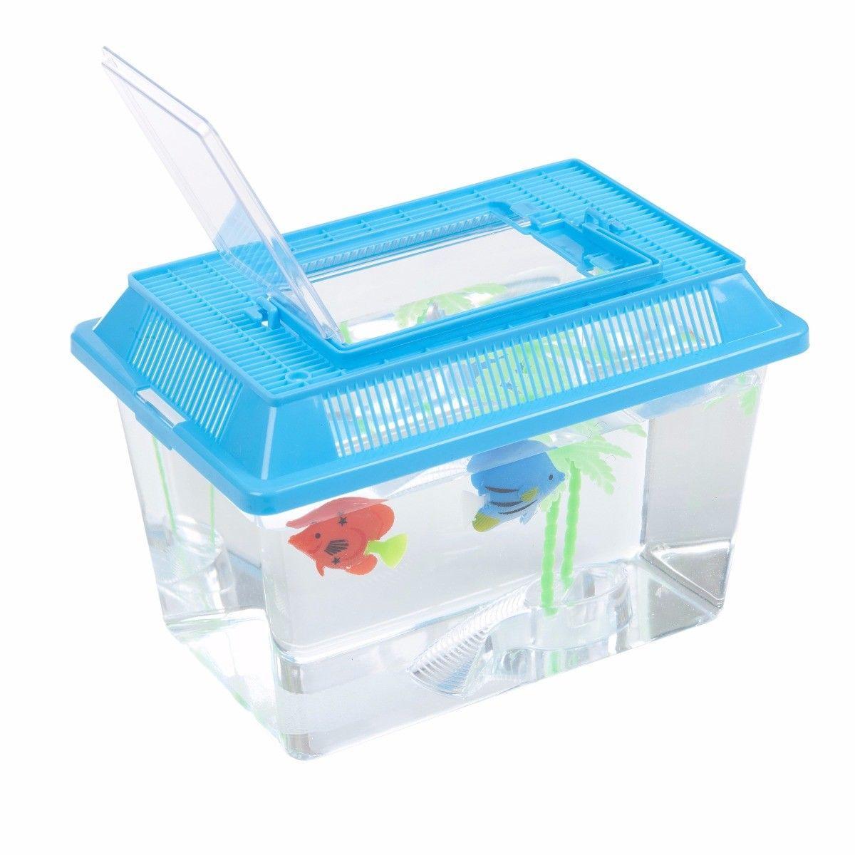Medium Plastic Goldfish Aquarium Tank with Carry Handle and Lid
