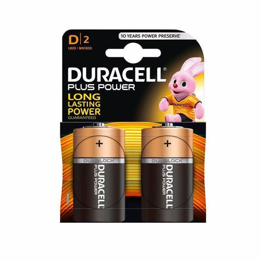 Duracell Plus Power D Batteries Pack of 2 for Reliable Performance