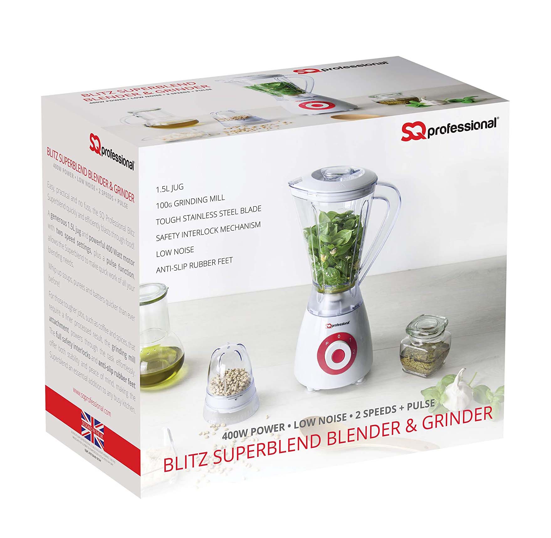 SQ Professional Blitz 600W Blender and Grinder Red