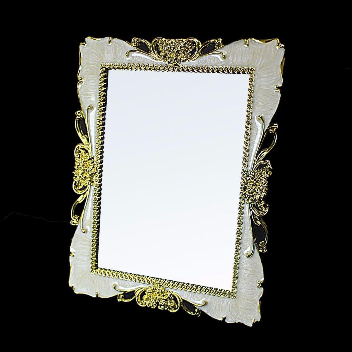 Elegant Designer Home Decor Mirror in Cream Red and Gold 17cm x 22cm