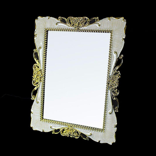 Elegant Designer Home Decor Mirror in Cream Red and Gold 17cm x 22cm