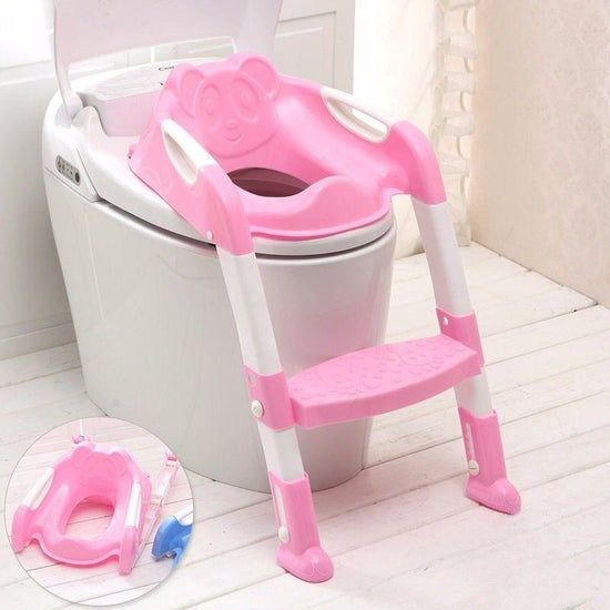 SQ Professional Pink Childrens Teddie Toilet Seat Ladder 59cm