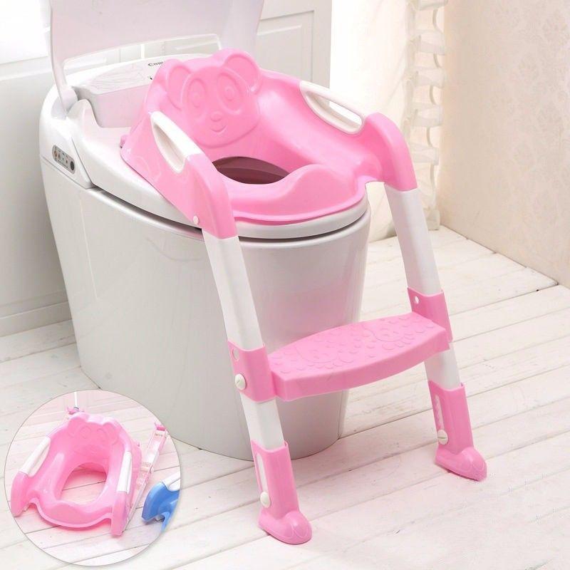 SQ Professional Pink Childrens Teddie Toilet Seat Ladder 59cm