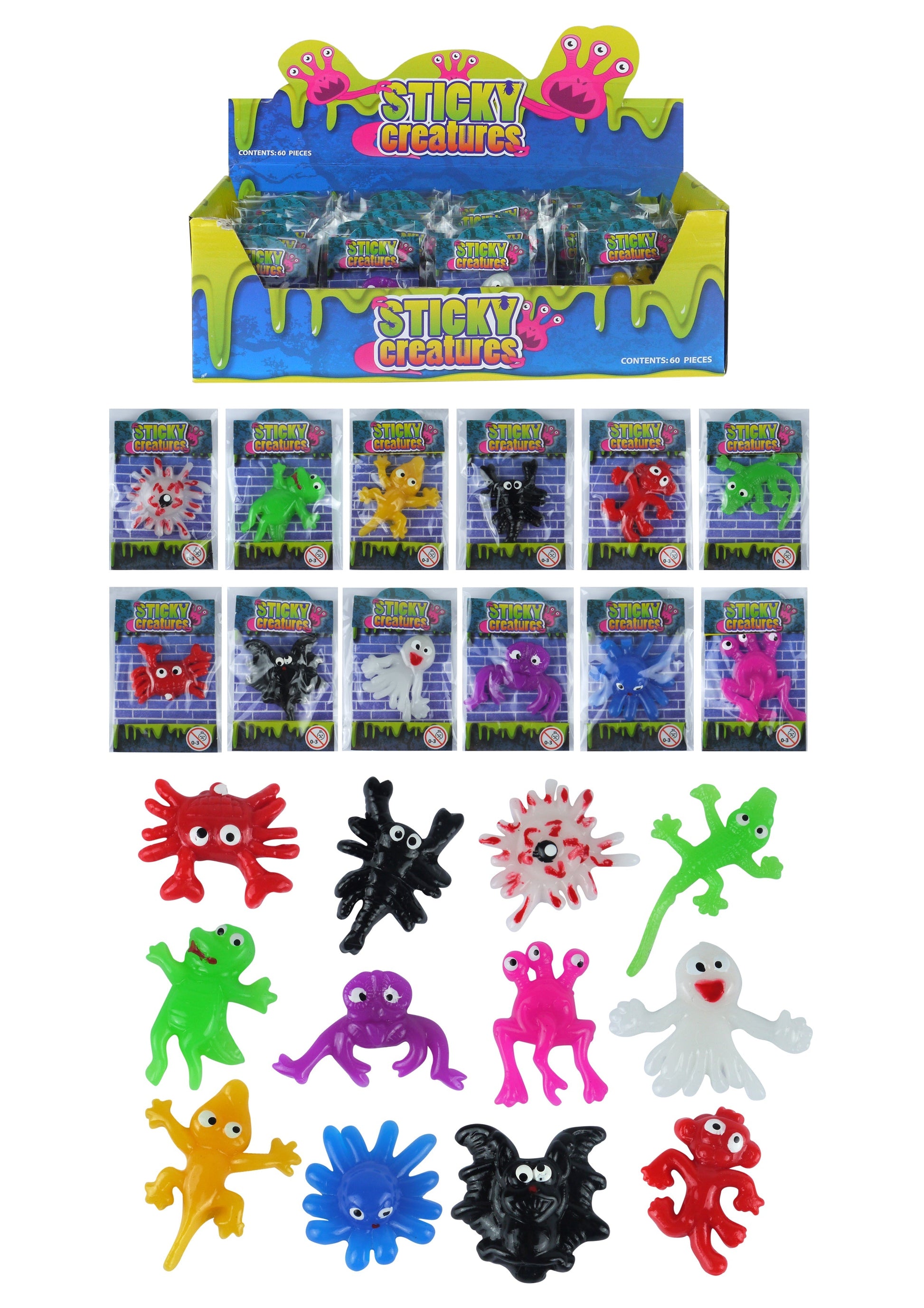 Assorted Childrens Sticky Creatures Splatter Toys 56cm