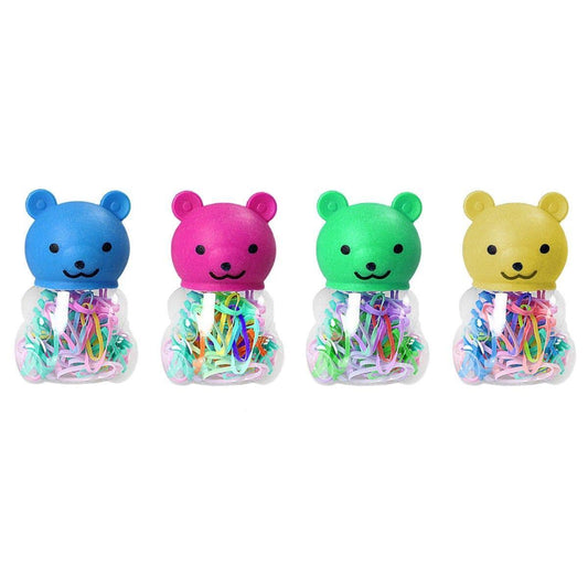 Cute TeddyShaped Box with Assorted Small Rubber Bands Approx 50