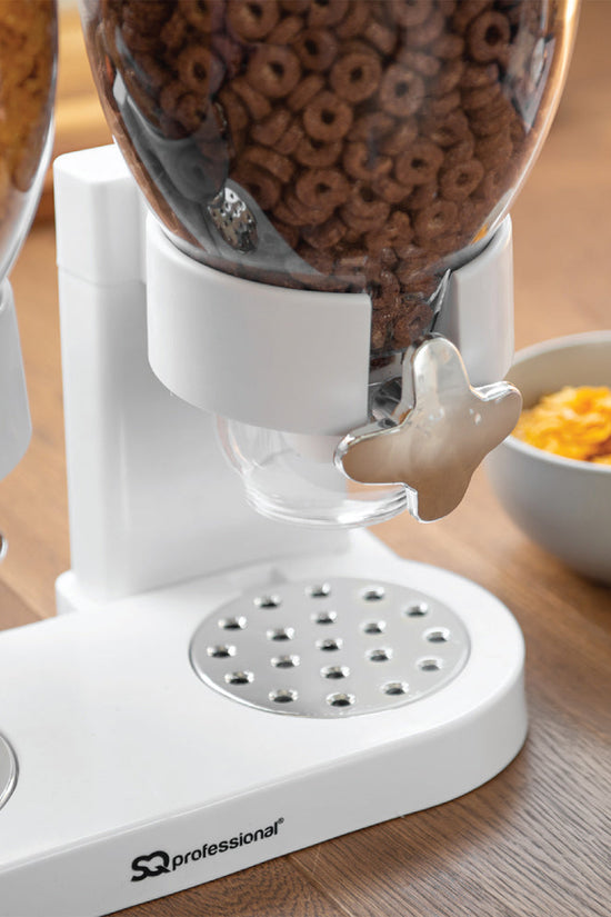 SQ Professional Plastic Double Hotel Cereal Dispenser White 2 x 05L Capacity