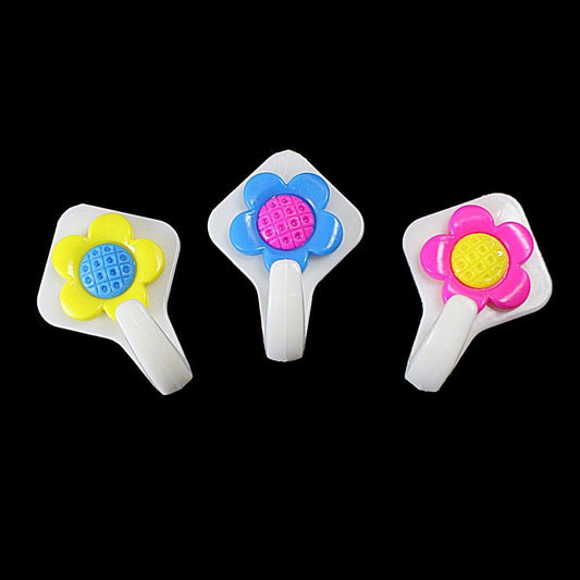 Colorful Floral Hooks Set of 3 Adhesive Wall Hangers