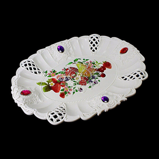 Colorful Fruit Jewelled Plastic Serving Tray 28cm x 23cm