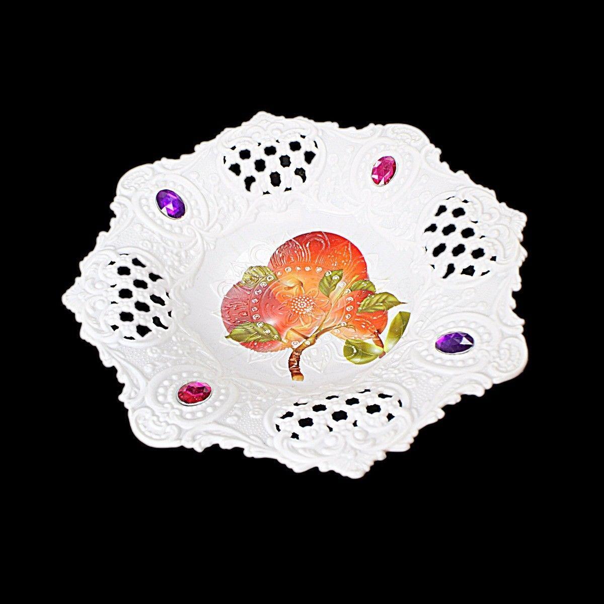 Elegant Plastic Jewelled Serving Tray Round 21 cm