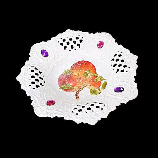 Elegant Plastic Jewelled Serving Tray Round 21 cm