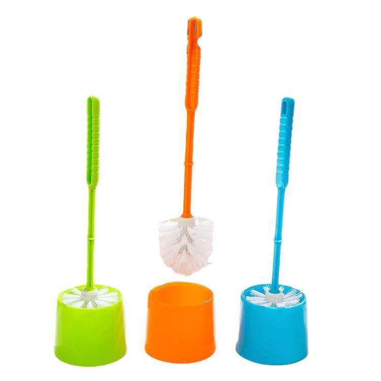 Durable Plastic Bathroom Toilet Brush with Holder Stand in Assorted Colors