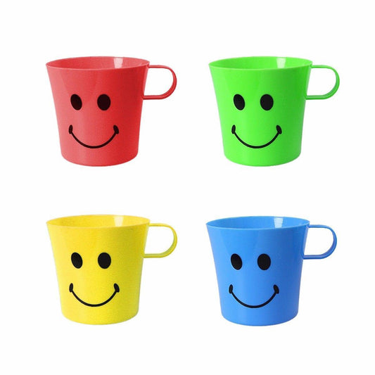 Colorful Smiley Face Plastic Mugs Set for Parties Home Use