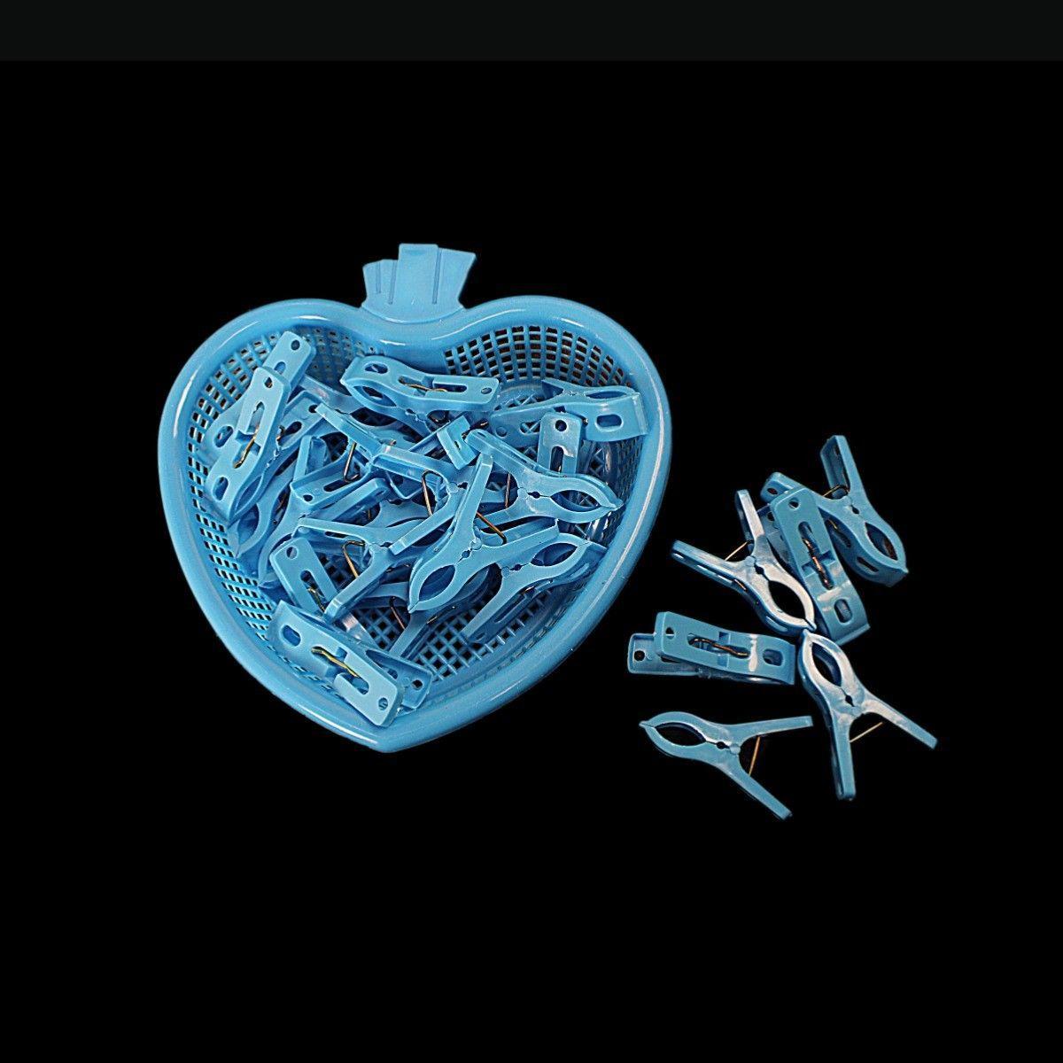 Assorted Plastic Clothes Pegs with HeartShaped Basket