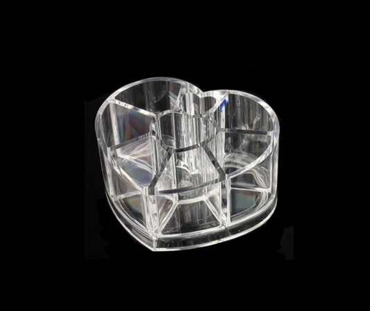 Heart Shaped Acrylic Makeup Organizer for Cosmetic Storage