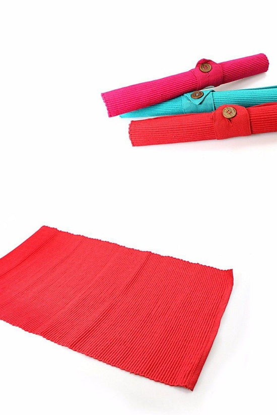 3Piece Stylish Button Foldable Fabric Placemat Set