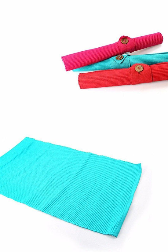 3Piece Stylish Button Foldable Fabric Placemat Set