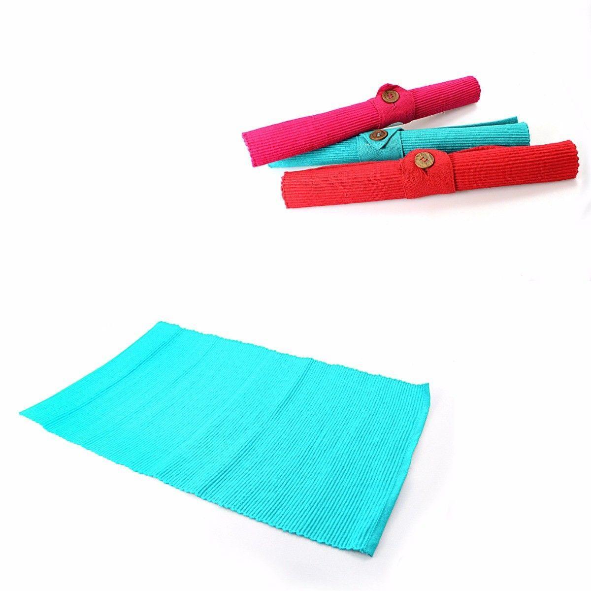 3Piece Stylish Button Foldable Fabric Placemat Set