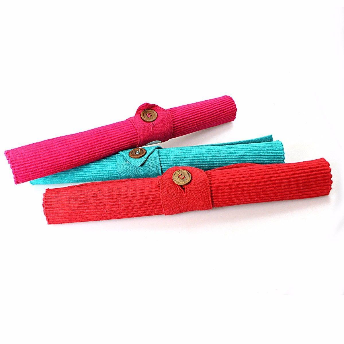3Piece Stylish Button Foldable Fabric Placemat Set