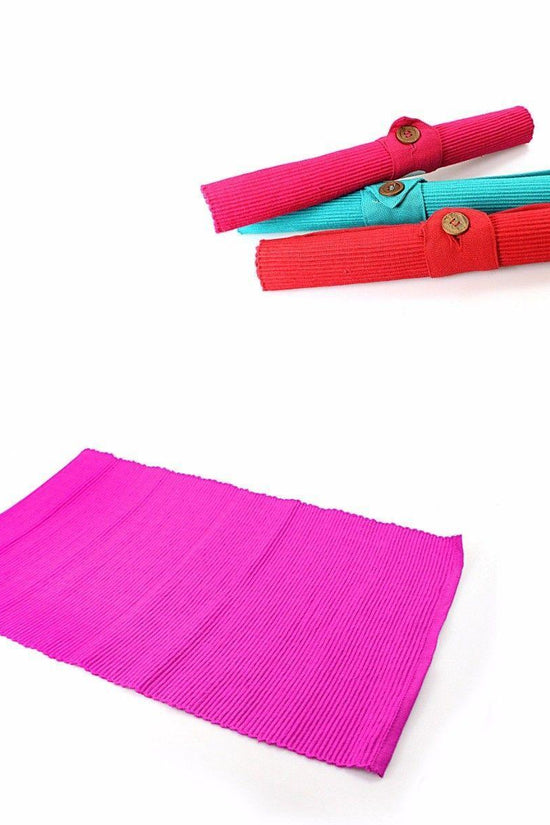 3Piece Stylish Button Foldable Fabric Placemat Set