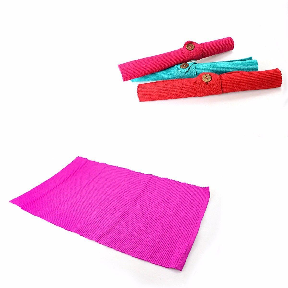 3Piece Stylish Button Foldable Fabric Placemat Set